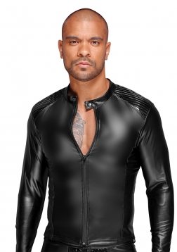 Wetlook Jacket with PVC Pleats - S