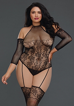 Fishnet Teddy Bodystocking - Plus Size