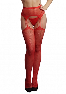 Suspender Rhinestone Pantyhose - One Size