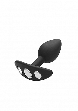 Ouch! - Regular Diamond Butt Plug With Handle - Black