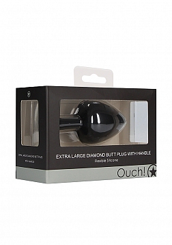 Ouch! - Extra Large Diamond Butt Plug With Handle - Black