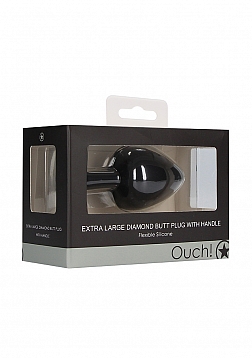 Ouch! - Extra Large Diamond Butt Plug With Handle - Black
