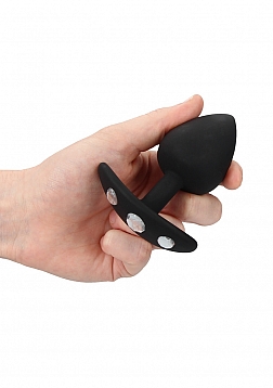 Ouch! - Extra Large Diamond Butt Plug With Handle - Black