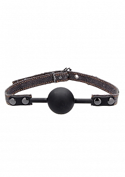 Ouch! - Silicone Ball Gag - With Roughend Denim Straps - Black 