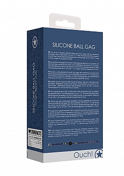 Ouch! - Silicone Ball Gag - With Roughend Denim Straps - Blue