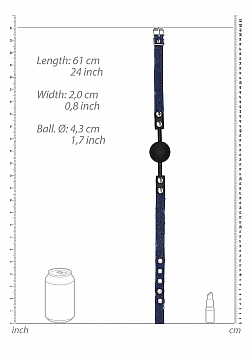 Ouch! - Silicone Ball Gag - With Roughend Denim Straps - Blue