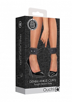 Ouch! - Denim Ankle Cuffs - Roughend Denim Style - Black