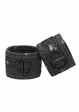 Ouch! - Denim Ankle Cuffs - Roughend Denim Style - Black