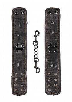Ouch! - Denim Ankle Cuffs - Roughend Denim Style - Black