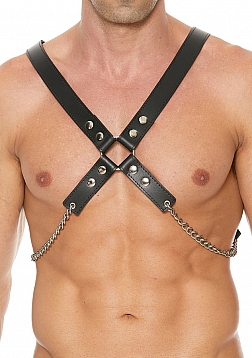 Men's Leather And Chain Harness