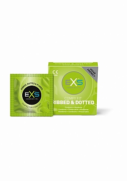 EXS Ribbed Dotted and Flared - Condoms - 3 Pieces