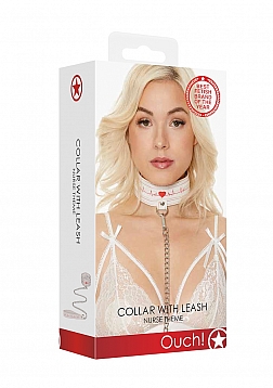 Ouch! - Collar With Leash - Nurse Theme - White