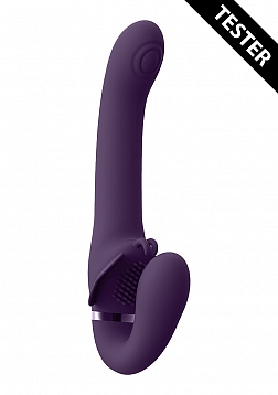 VIVE-SATU Rechargeable Pulse-Wave Triple Motor Silicone Strapless Strapon - Purple..