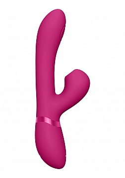VIVE - Hide - Rechargeable Pulse & Airwave Technology Silicone Vibrator - Pink