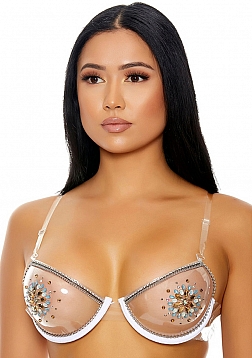 Clear The Air - Rhinestones Bra - One Size