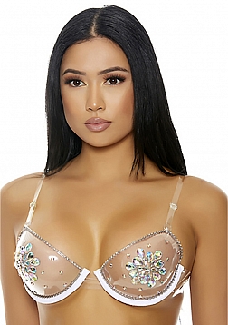 Clear Things Up - Rhinestone Bra - One Size