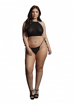 Festive Rhinestone Top and Thong - Plus Size