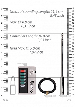 Ouch! - E-stim Urethral Sounding Set - Large - Silver