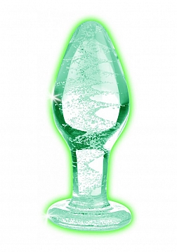 Glow-In-The-Dark - Glass Butt Plug - Medium