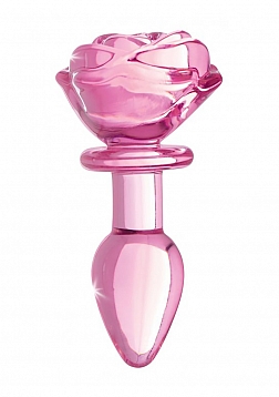 Pink Rose - Glass Butt Plug - Small