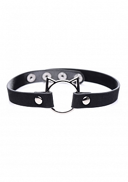 Kinky Kitty Ring Slim Choker - PU Leather - Black