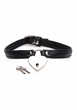 Leather Heart Lock Choker with Keys