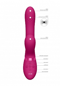 VIVE - Hide - Rechargeable Pulse & Airwave Technology Silicone Vibrator - Pink