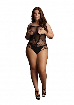 Contrast Net Teddy - Plus Size