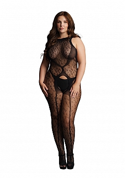 Crotchless Leopard Bodystocking - Plus Size