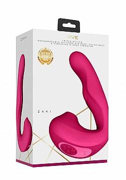 VIVE - Zaki - Rechargeable Silicone Airwave - Pulse Wave - Vibrating G-Spot Vibrator - Pink