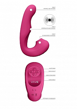VIVE - Zaki - Rechargeable Silicone Airwave - Pulse Wave - Vibrating G-Spot Vibrator - Pink