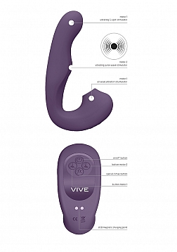VIVE - Zaki - Rechargeable Silicone Airwave - Pulse Wave - Vibrating G-Spot Vibrator - Purple