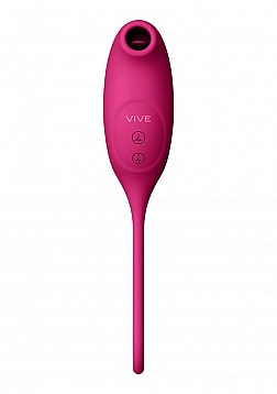 VIVE - Quino - Rechargeable Silicone Airwave & Vibrating Egg Vibrator - Pink