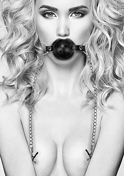 Breathable Ball Gag with Nipple Clamps