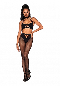 Strappy Bralette/Pantyhose Set - One Size