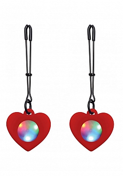 Light Up - Silicone Heart Tweezers Nipple Clamps