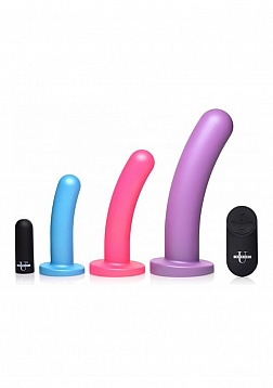 Triple Peg - Vibrating Silicone Dildo Set with Remote Control