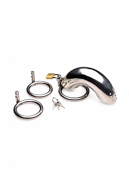 Lockable Stainless Steel Chastity Cage with 3 Rings