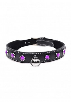 Royal Vixen - Leather Collar with Rhinestones