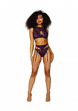 Women's Lace and Mesh 3 Piece Set - S