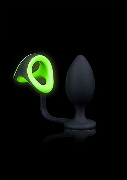 Ouch! - Butt Plug with Cock Ring & Ball Strap - Glow in the Dark