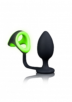 Ouch! - Butt Plug with Cock Ring & Ball Strap - Glow in the Dark