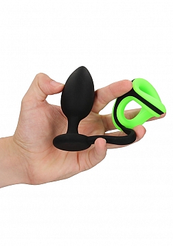 Ouch! - Butt Plug with Cock Ring & Ball Strap - Glow in the Dark