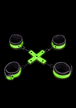 Hand and Ankle Cuffs with Hogtie - Glow in the Dark