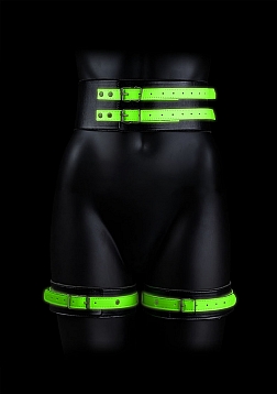 Thigh Cuffs with Belt and Handcuffs - Glow in the Dark - L/XL