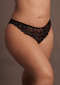 Zo - Elastic Lace Brief with Back Lacing and Golden Details - Plus Size