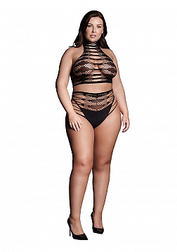 Carpo XLVI - Two Piece with Turtleneck, Crop Top and Pantie - Plus Size