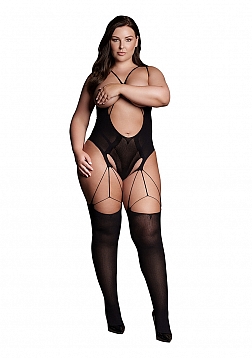 Elara VII - Bodystocking with Open Cups - Plus Size