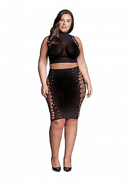 Kala XXXVII - Two Piece with Turtleneck, Crop Top and Skirt - Plus Size