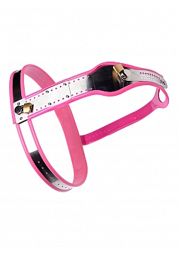 Stainless Steel Adjustable Female Chastity Belt - Pink